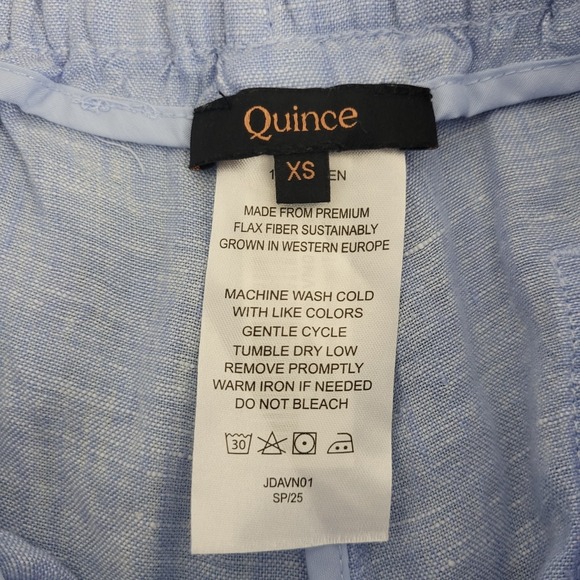 Quince European Linen Tapered Ankle Pants Size XS Light Blue‎ 26" Inseam Pull On - Picture 3 of 8